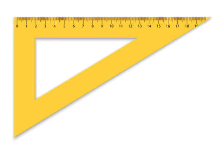 Mockup plastic triangle ruler. Measuring tool with ruler scale. school measuring equipment.のイラスト素材
