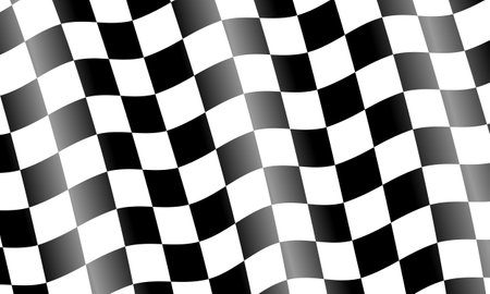 Checkered wave pattern. Black and white square background.のイラスト素材