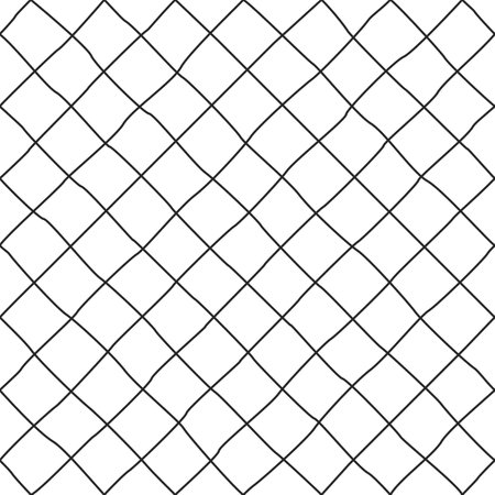 Seamless curve mesh pattern. Grid with stripe outline. Checkered monochrome background.のイラスト素材