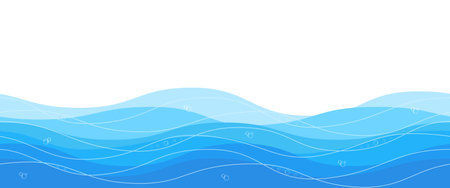 Seamless sea waves pattern. Water wave abstract design. Blue ocean wavesのイラスト素材