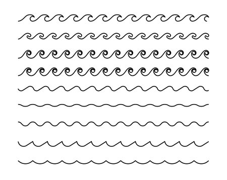 Seamless wave pattern set. water waves.のイラスト素材