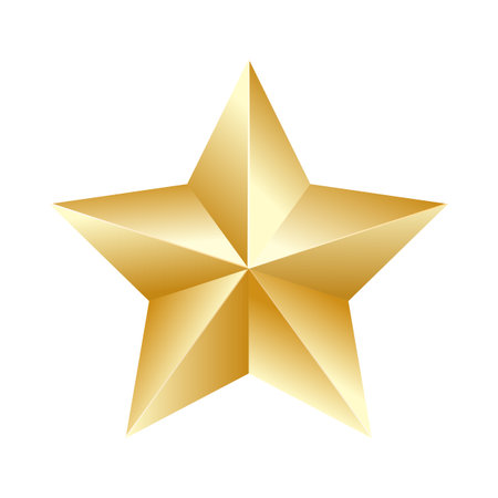Golden star isolated on white background. Realistic 3D star icon.のイラスト素材