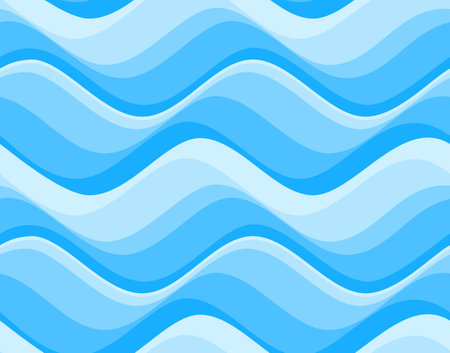Seamless sea waves pattern. Water wave abstract design. blue ocean wavesのイラスト素材