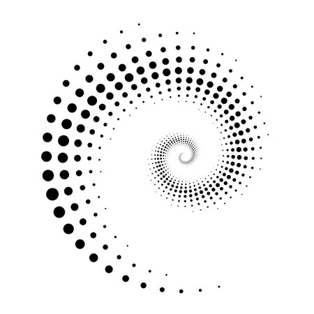 Concentric circle halftone dots. Abstract twisted dot shapes.のイラスト素材