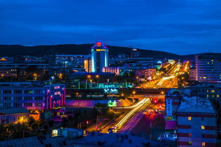 23.06.2014 - night of Ulan-Ude from the roof of one of the highest buildings in the city. 23 June 2014.のeditorial素材