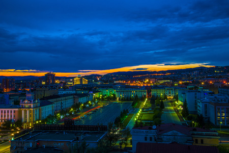 23 June 2014 - city Centre of Ulan-Ude. The capital of the Republic of Buryatia. The view from the roof of one of the buildings. 23 June 2014のeditorial素材