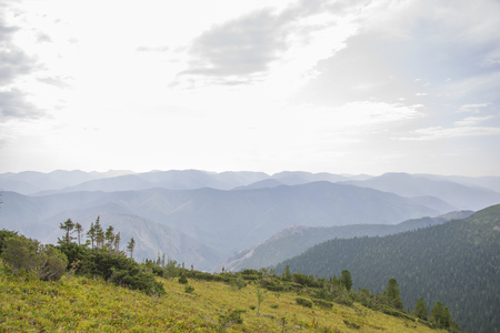 Majestic Siberian mountains Khamar-Daban. The mountains stretch for miles along the southern part of lake Baikal.の写真素材