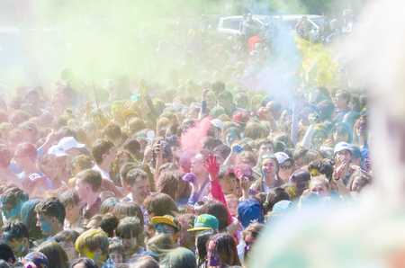 Ulan-Ude, Russia - May 31: the Indian Festival of colors "Holi" in the city of Ulan-Ude may 31, 2015. Russia.のeditorial素材