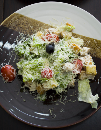 The Caesar salad served in Russian restaurants. The salad is a little different from the original recipe.の写真素材