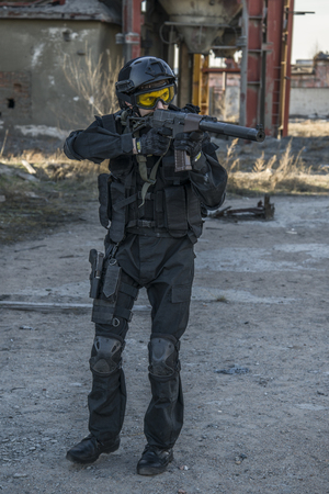 Russian special forces training at a military training ground. Fulfills military action against terrorism.の写真素材