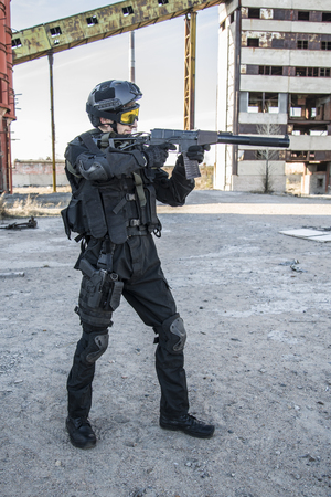 Russian special forces training at a military training ground. Fulfills military action against terrorism.の写真素材