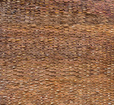 old wooden threshing the grain harvestの写真素材