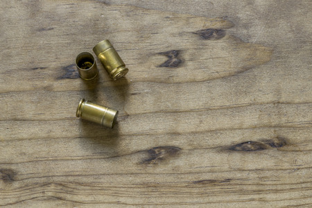 Empty 9mm brass bullet shell casingsの写真素材