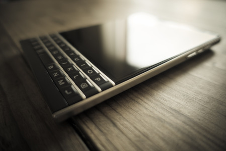 Black Smartphone with physical QWERTY Keybaordの写真素材