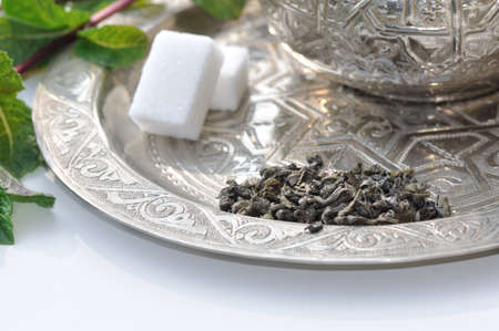 Preparation of a maroccan teaの写真素材