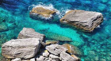 Wed in shades of dark blue and turquoise with few rocksの写真素材