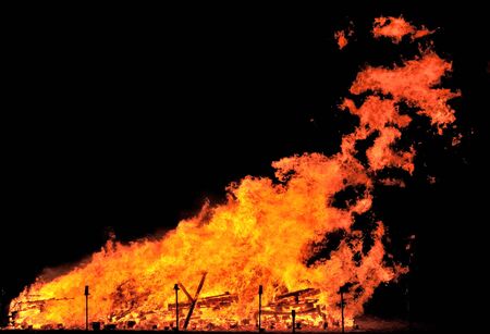 Great fire glowing in the night の写真素材