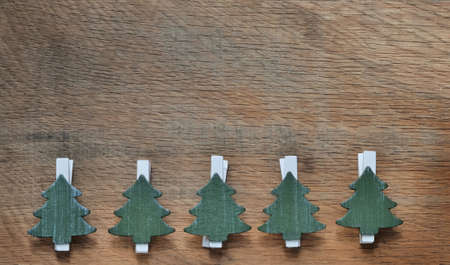 red fir aligned on wooden backgroundの写真素材