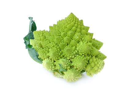 green cabbage "Romanesco" on white backgroundの写真素材