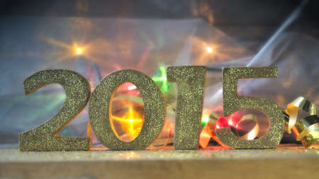 golden figures of 2015 on colorful light backgroundの写真素材