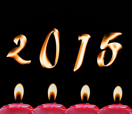 2015 above candle flames on a black background