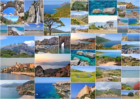 collage of pictures  of various  Corsica placesの写真素材