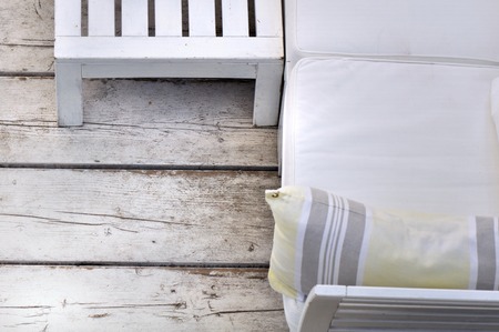 white wooden lounge terrace on wooden floorの写真素材