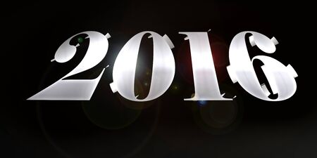 silver figures 2016 on black backgroundの写真素材