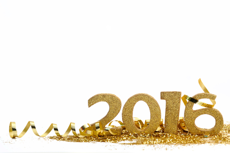 golden figures 2016 on glitter and white background