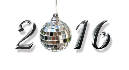 silver 2016 with a mirror ball isolated on white background