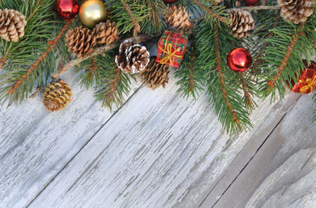 christmas decorationon white wooden background