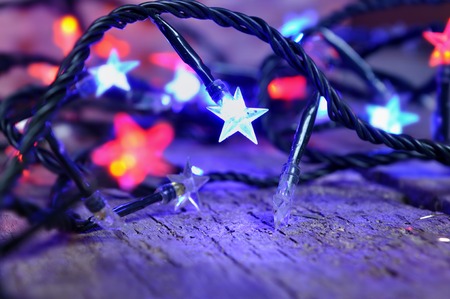 colorful lights star shaped of a electic garland