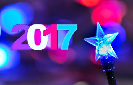 2017 on blur lights and  bulb star shaped of an electric guarland