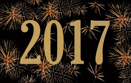 golden figures 2017 on fireworks background