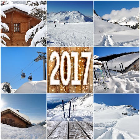 greetings card for new year 2017 about winter holidays の写真素材