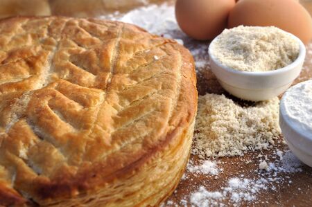 frangipane cake and almond powder flour and eggsの写真素材