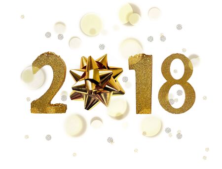 2018 golden figures with a ribbon in the shape of star