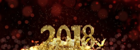 2018 new year in abstract night on blur lights backgroundの写真素材