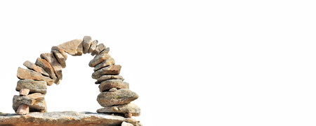 stone arch isolated on white background with empty spaceの写真素材