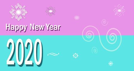 2020 happy new year on blue and pink backgroundの写真素材
