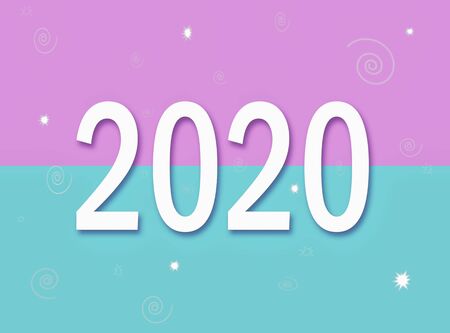 white number 2020 on pink and blue background