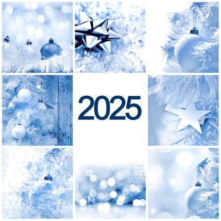 greeting card 2025 square format about winter and christmas decoration themeの写真素材
