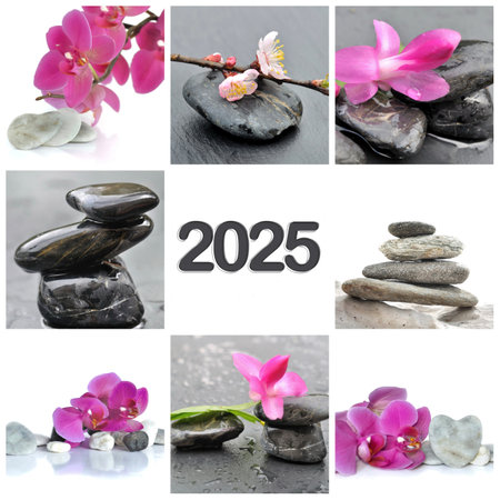 greetings card 2025 - concept well-being and zen likeの写真素材