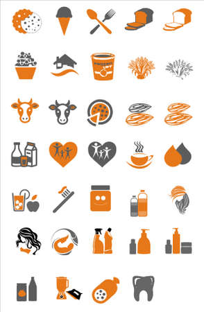 Grocery and Food Items Iconのイラスト素材