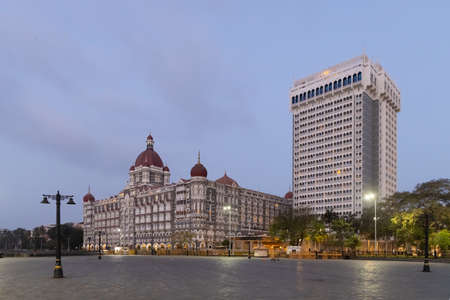Hotel Taj a luxury hotel located in Mumbai Maharashtra India captured during blue hour on 2 April 2021のeditorial素材