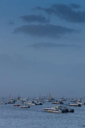 Boats and ferries anchored close to each other at Gate Way of India at Mumbai Maharashtra India during early morning hours on 2 April 2021のeditorial素材