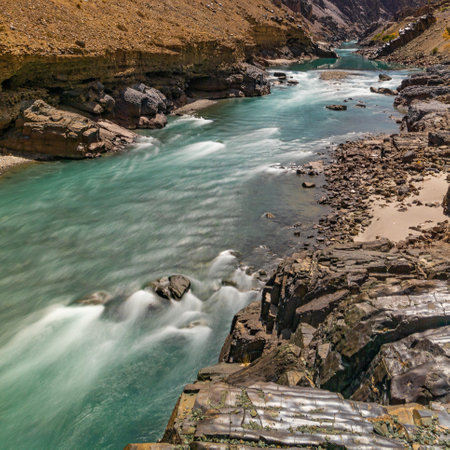 Mountain river in Himalayas. Ladakh, India.