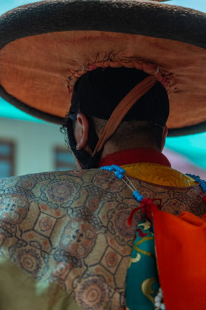 Unidentified man in traditional costume at the carnival.