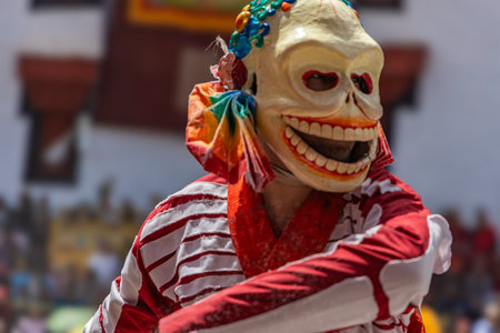 Unidentified participant on a carnival of the Day of the Dead in Oaxaca, Mexico. The Day of the Dead is one of the most popular holidays in Mexicoの写真素材