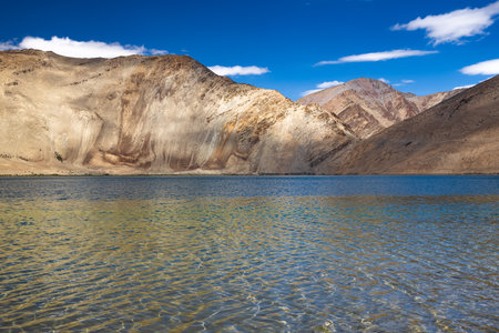 Ripples in clear water of Yayatso, a high-altitude lake at Ladakh, India. A new biodiversity hotspot at an attitude of 4820 meters.の写真素材